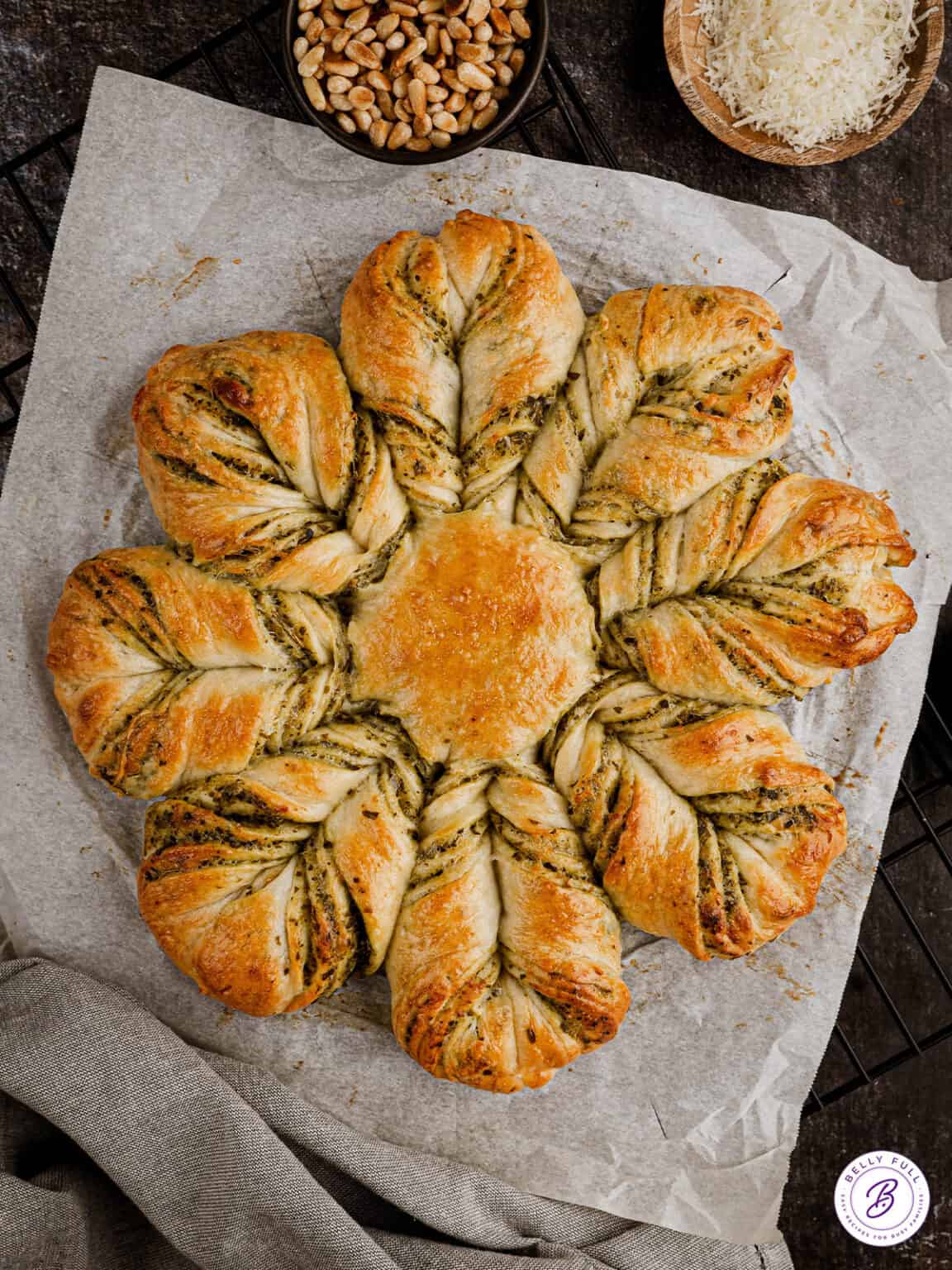 Pesto Parmesan Star Bread Belly Full