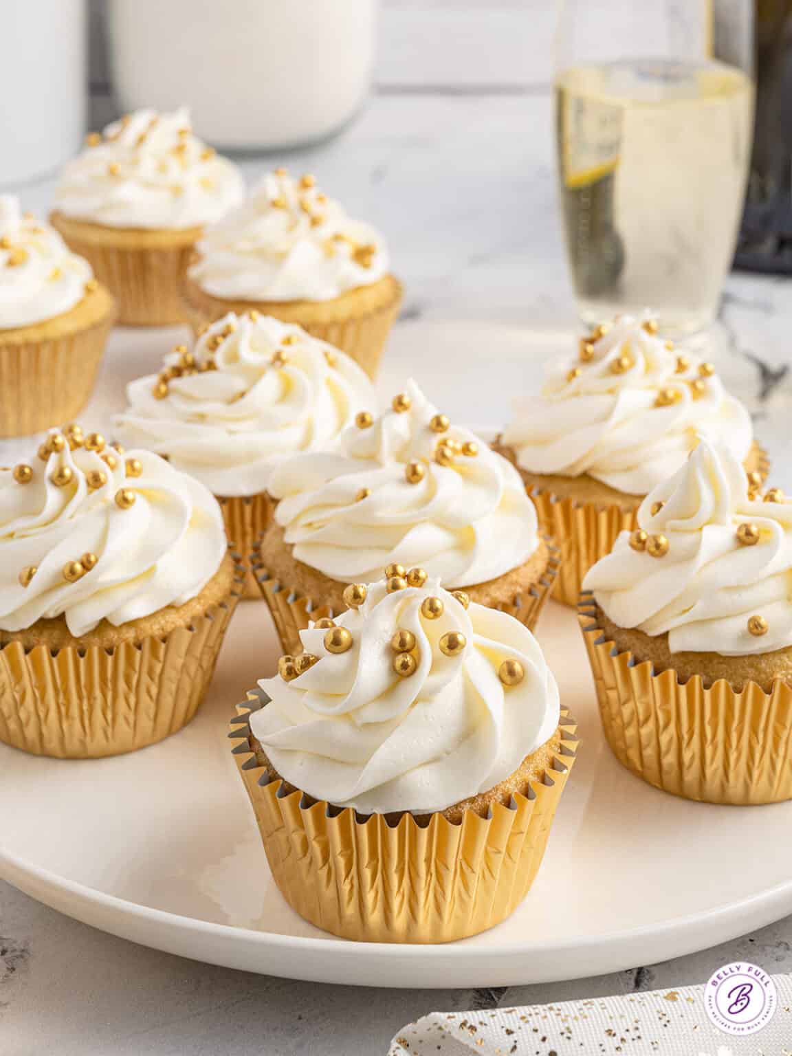 Prosecco Cupcakes with Buttercream Frosting Belly Full
