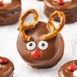 close up Reindeer Ritz Cracker Cookies
