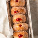 overhead basket of 5 sufganiyot jelly donuts