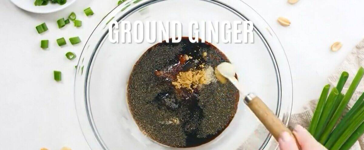 Making the stir fry sauce. 