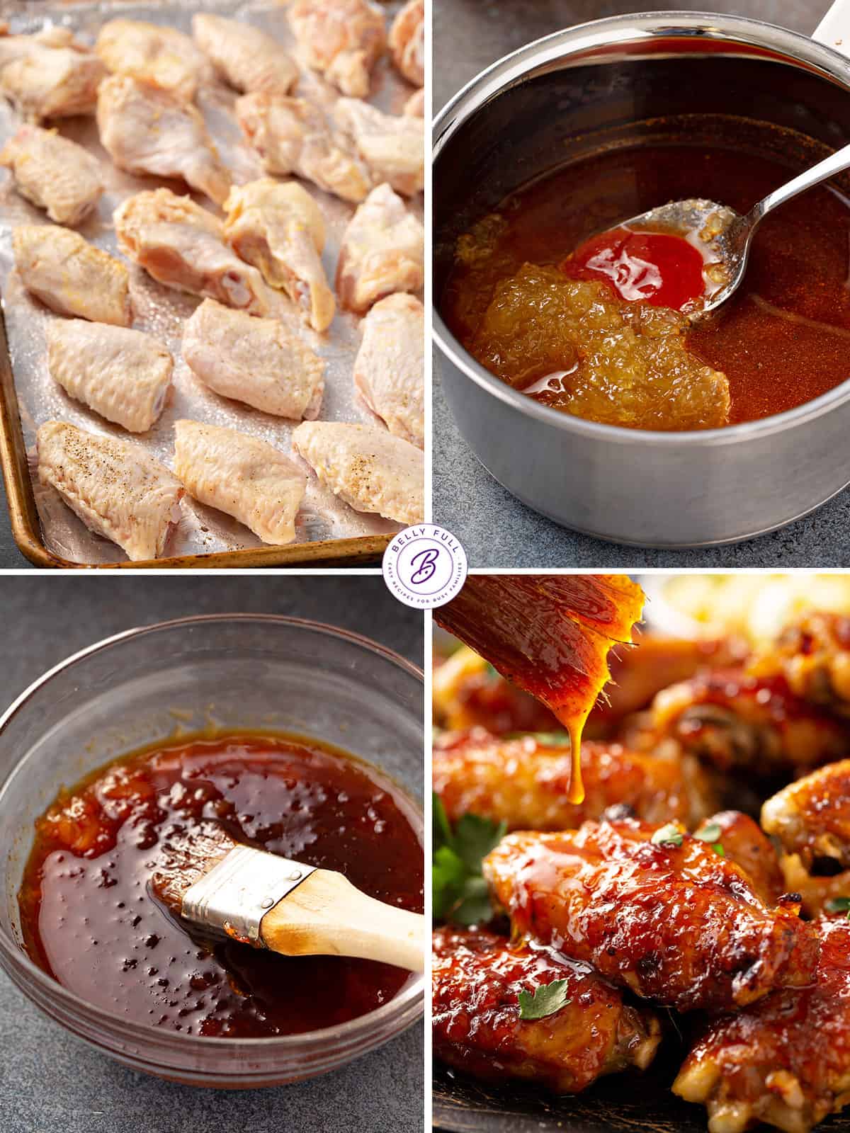 4 image step by step how to make Caribbean chicken wings