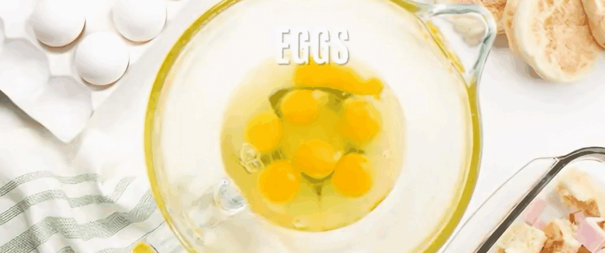 Making the egg mixture.