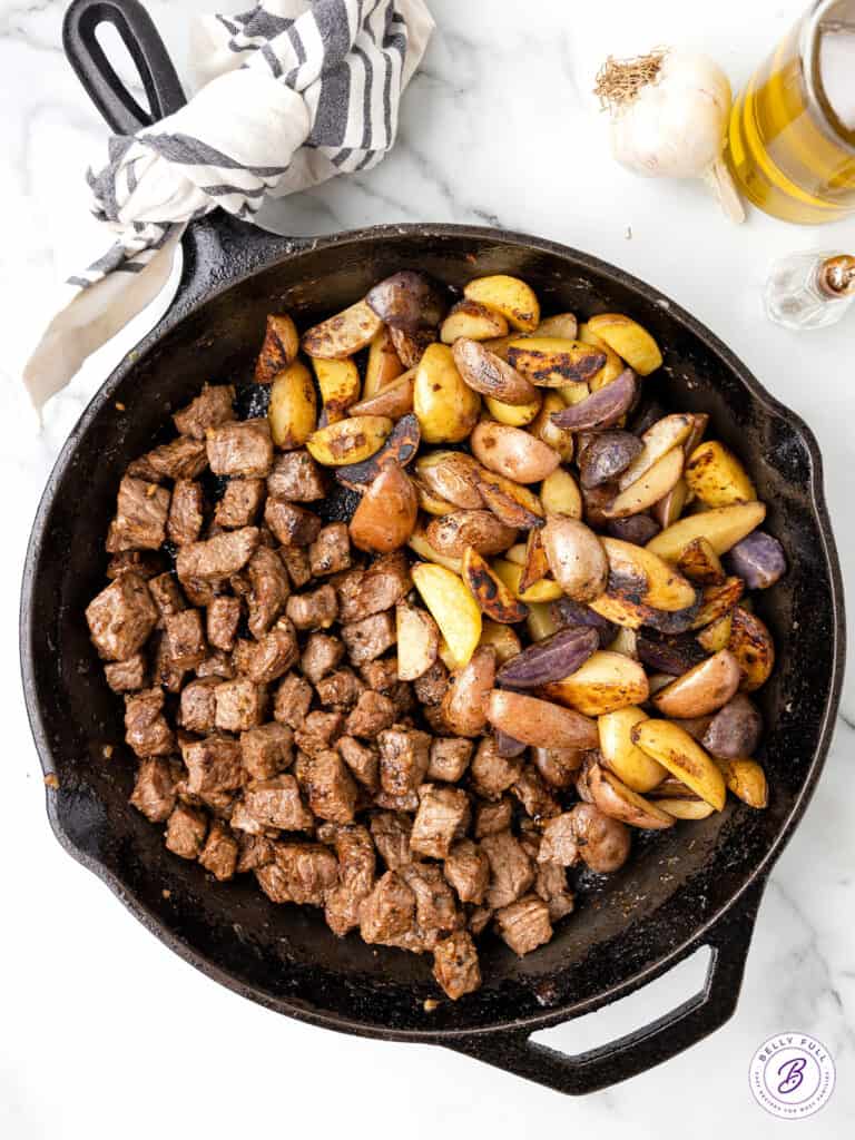 Garlic Butter Steak Bites and Potatoes Belly Full