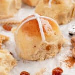 Hot cross buns on a marble countertop