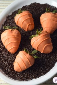 orange chocolate coated strawberry carrots