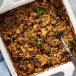 overhead casserole of mushroom rice