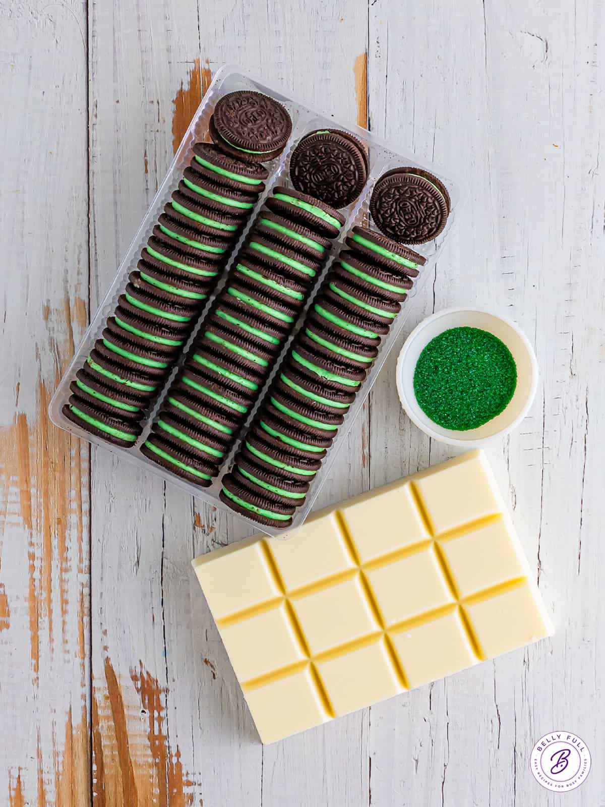 ingredients for St. Patrick's Day Oreos