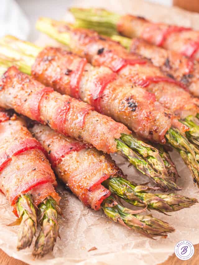 Air Fryer Bacon Wrapped Asparagus Belly Full