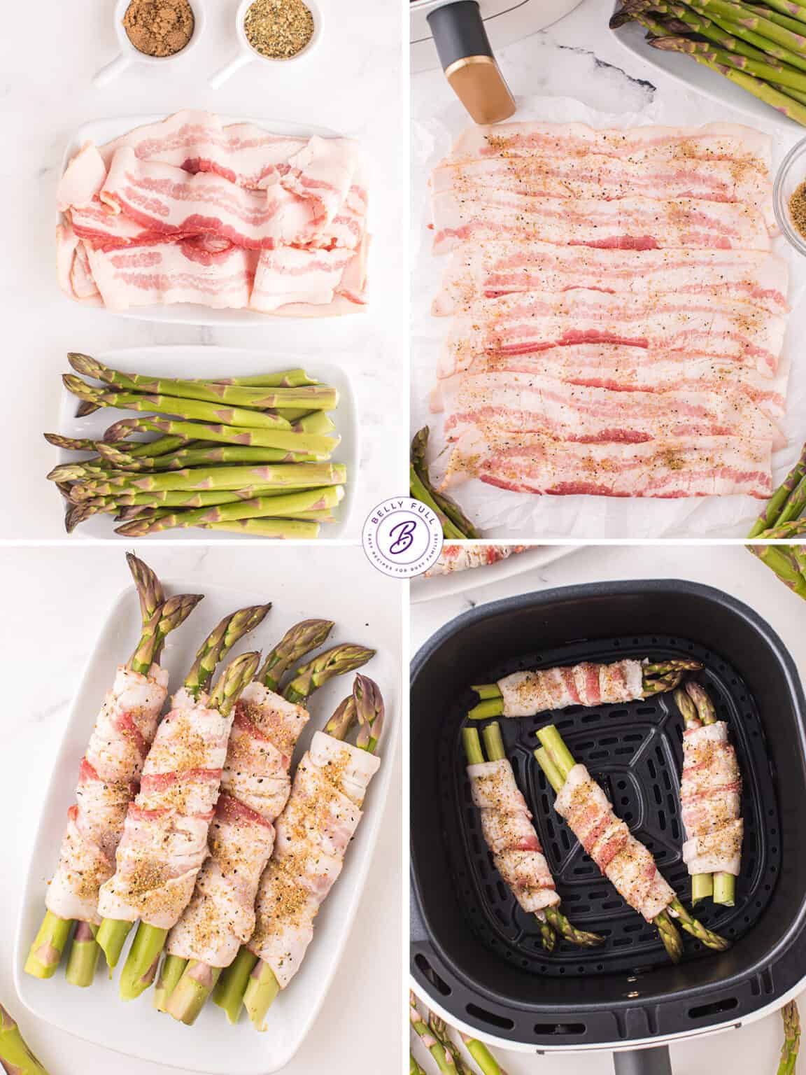 Air Fryer Bacon Wrapped Asparagus Belly Full