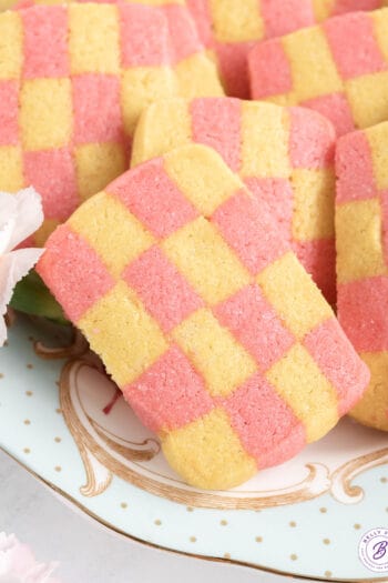 Close-up of checkerboard cookies