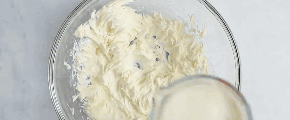 Making the cream cheese mixture.