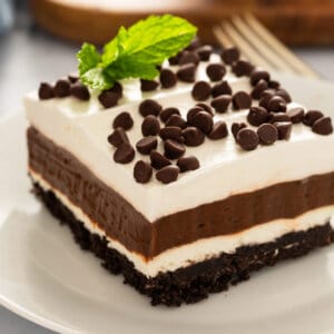 big square piece of Oreo Lush on plate