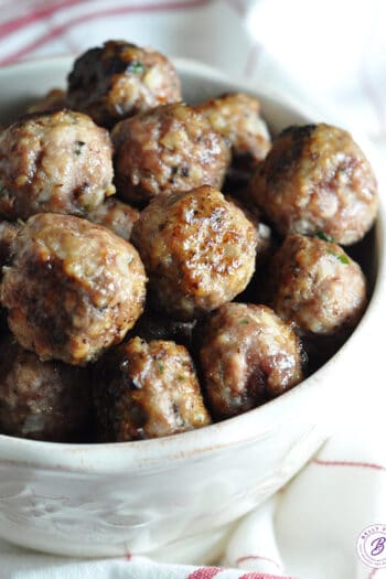 Bowl full of beef Italian meatballs