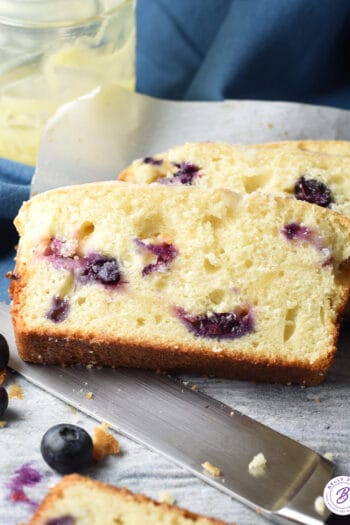 slice of lemon blueberry bread