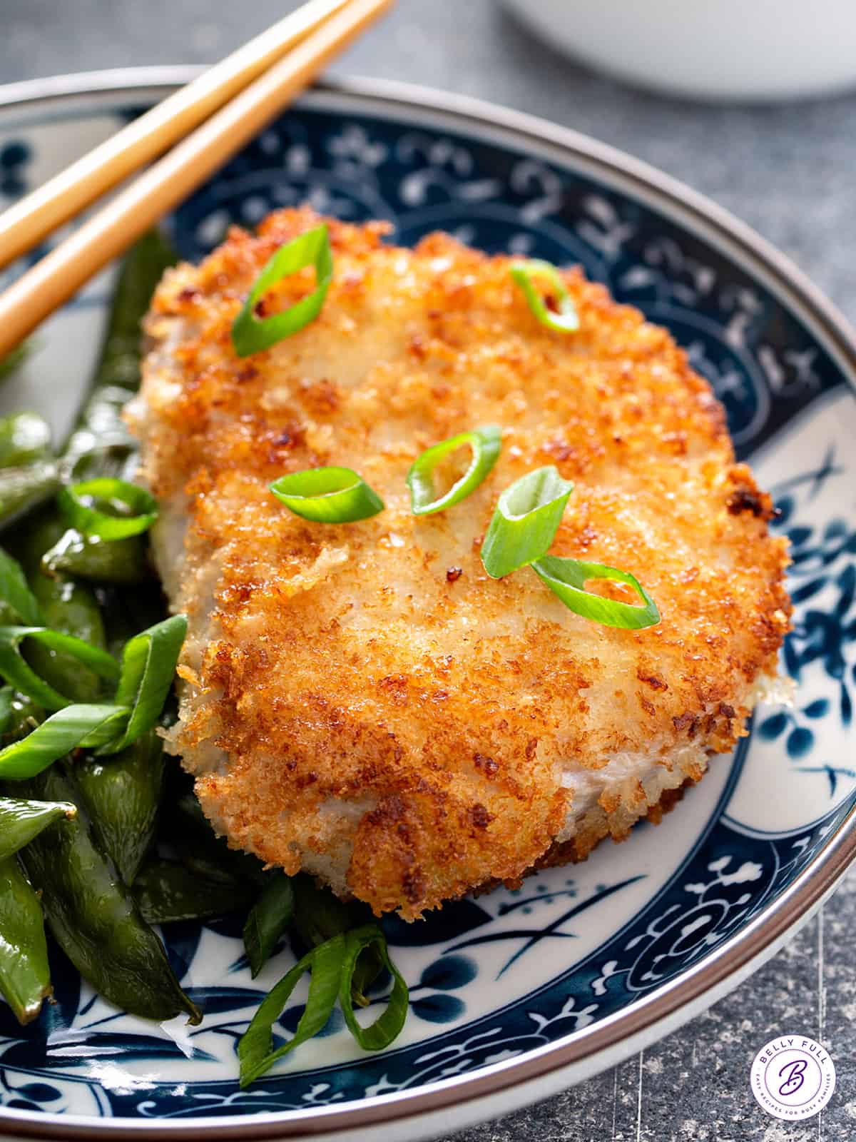 Japanese pork Tonkatsu cutlet on plate