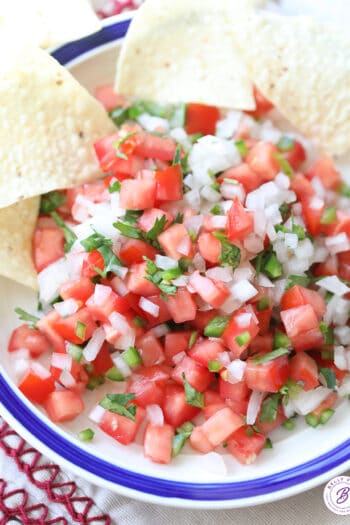 pico de gallo in bowl with tortilla chips