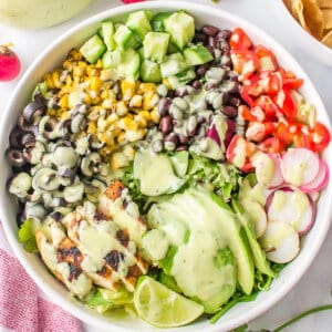 Overhead view of southwest chicken salad