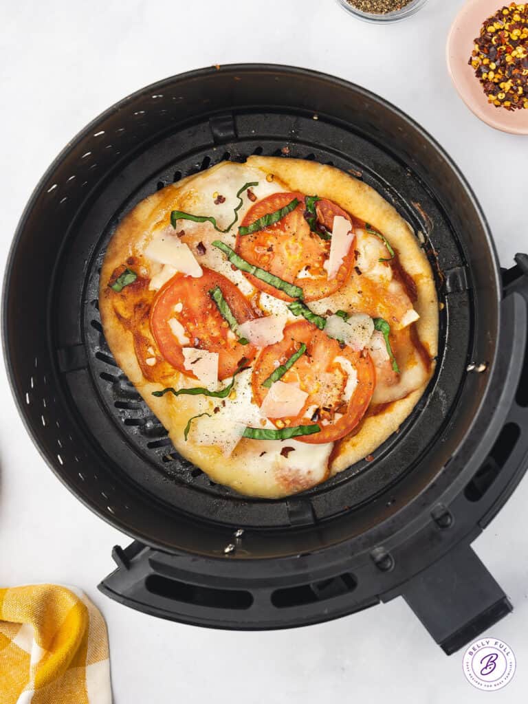 Air Fryer Margherita Pita Pizza Belly Full