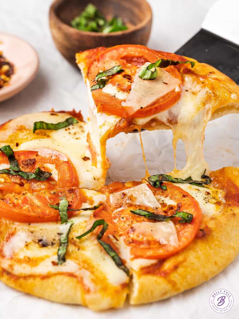 Air Fryer Margherita Pita Pizza Belly Full