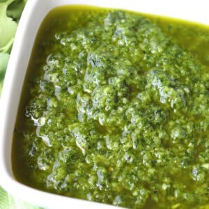 white bowl filled with Chimichurri Sauce