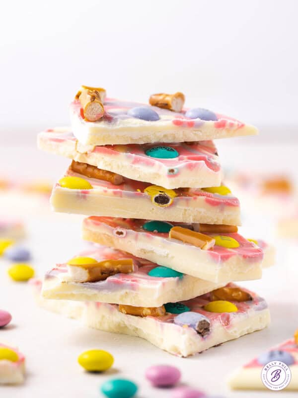 stack of 6 pieces of white chocolate bark