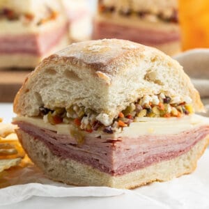 front view of a Muffuletta sandwich