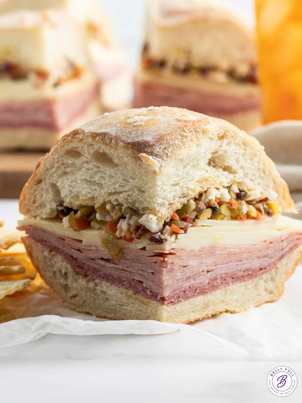 front view of a Muffuletta sandwich