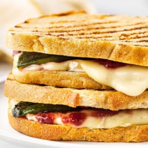 brie grilled cheese sandwich with poblano peppers and jam