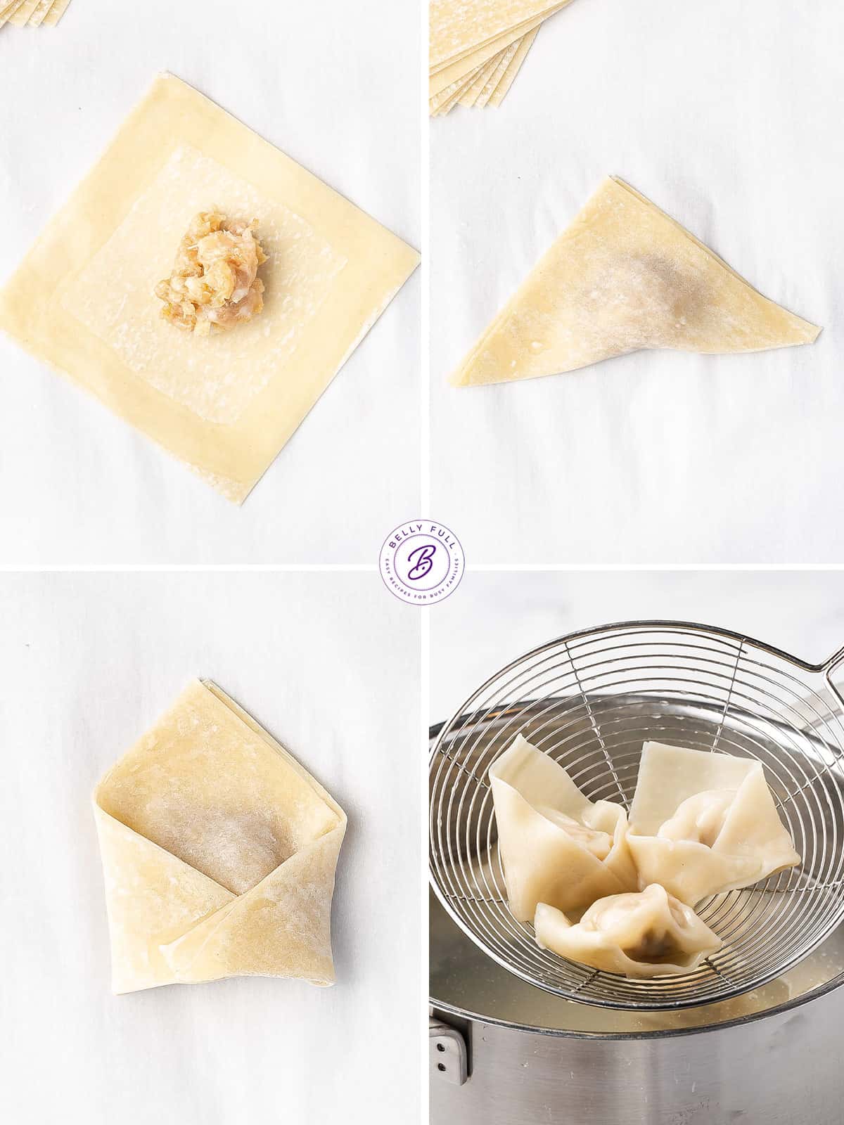 4 step by step images how to make Chinese dumplings