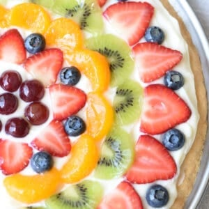 overhead glazed dessert fruit sugar cookie pizza
