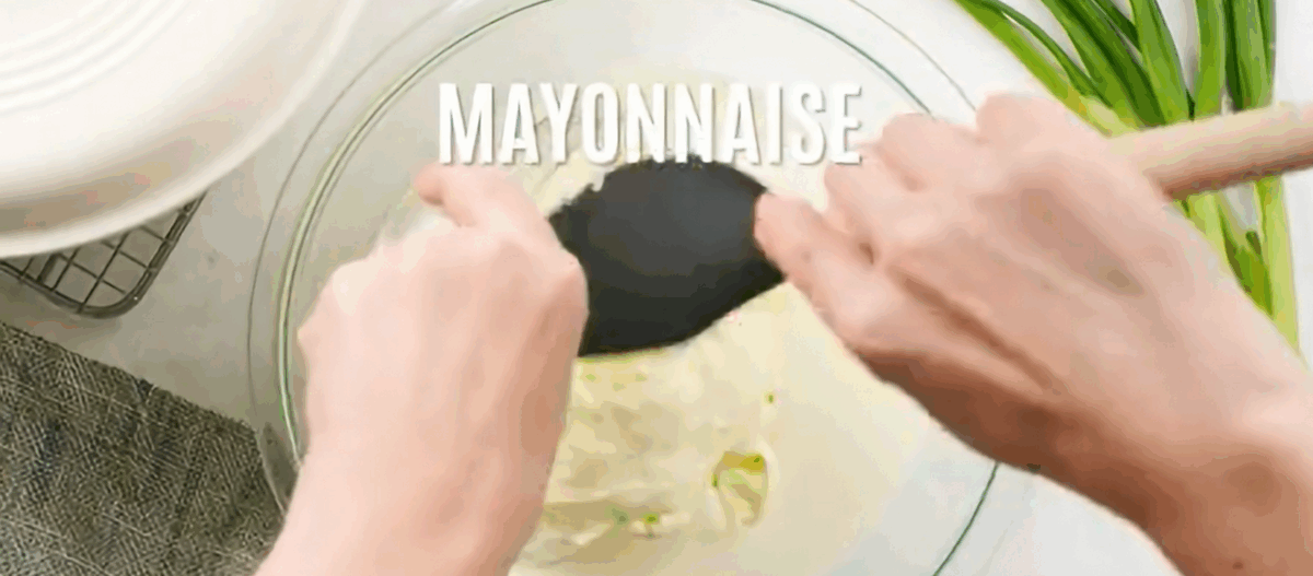 Combining ingredients for the dressing.