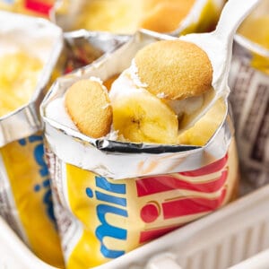 Individual banana pudding in a Nilla wafer bag
