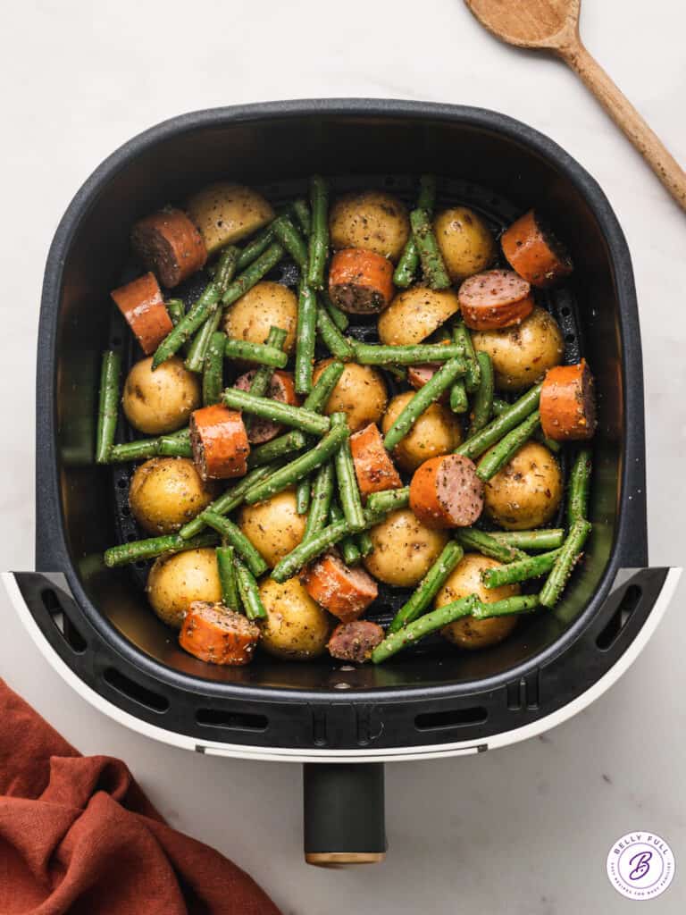 Air Fryer Kielbasa and Veggies {15 minute meal} Belly Full