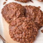 chocolate no bake cookies on parchment paper