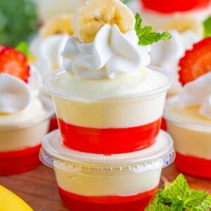 stacked layered jello pudding shots