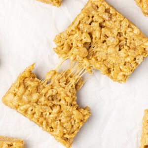 gooey rice krispie treat pulled apart