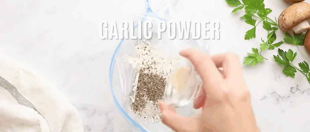 Prepare the seasoning for the chicken in a Ziplock bag. 