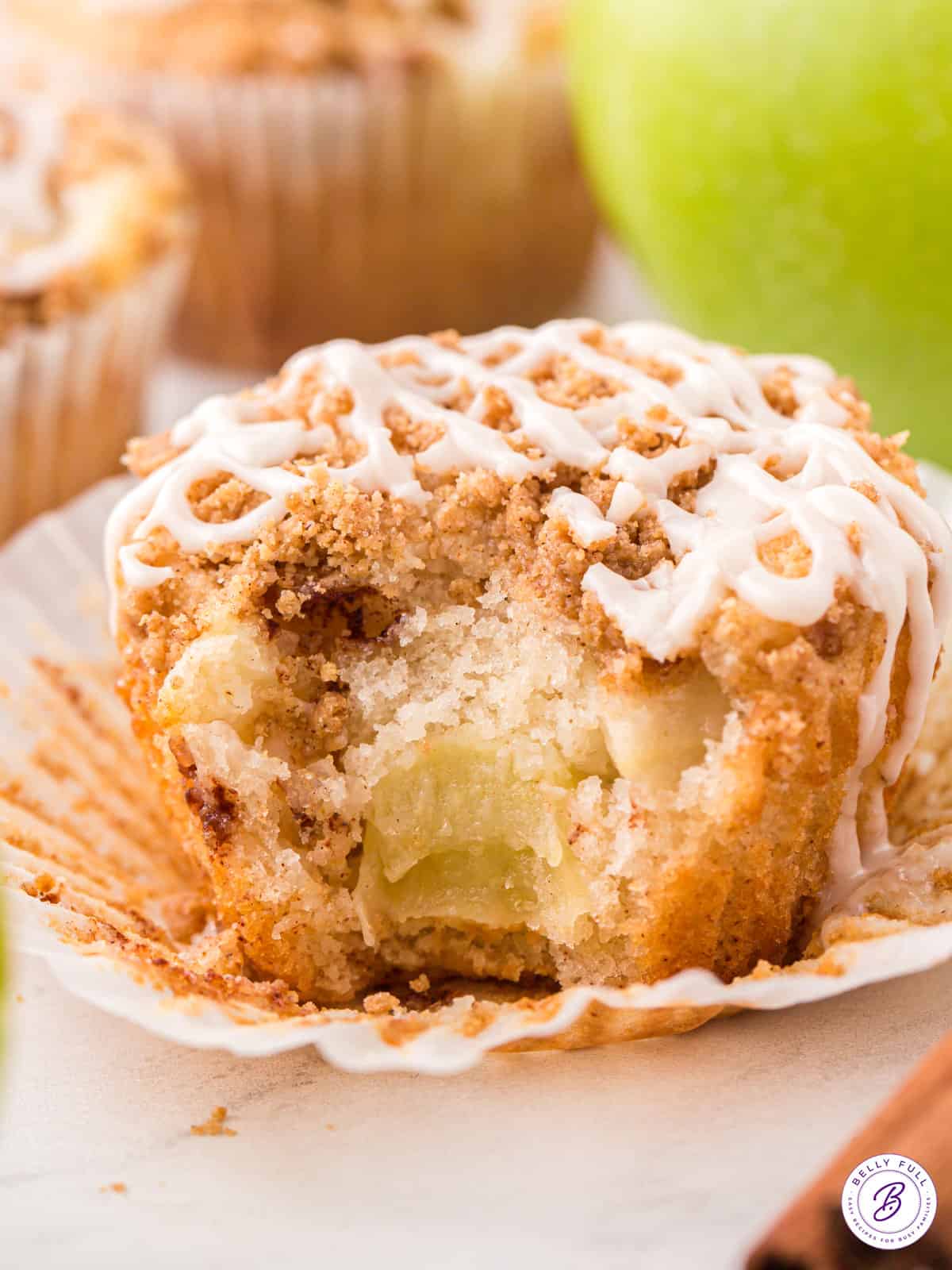 Apple muffin with bite taken