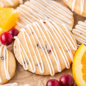 Overhead view of cranberry orange cookies