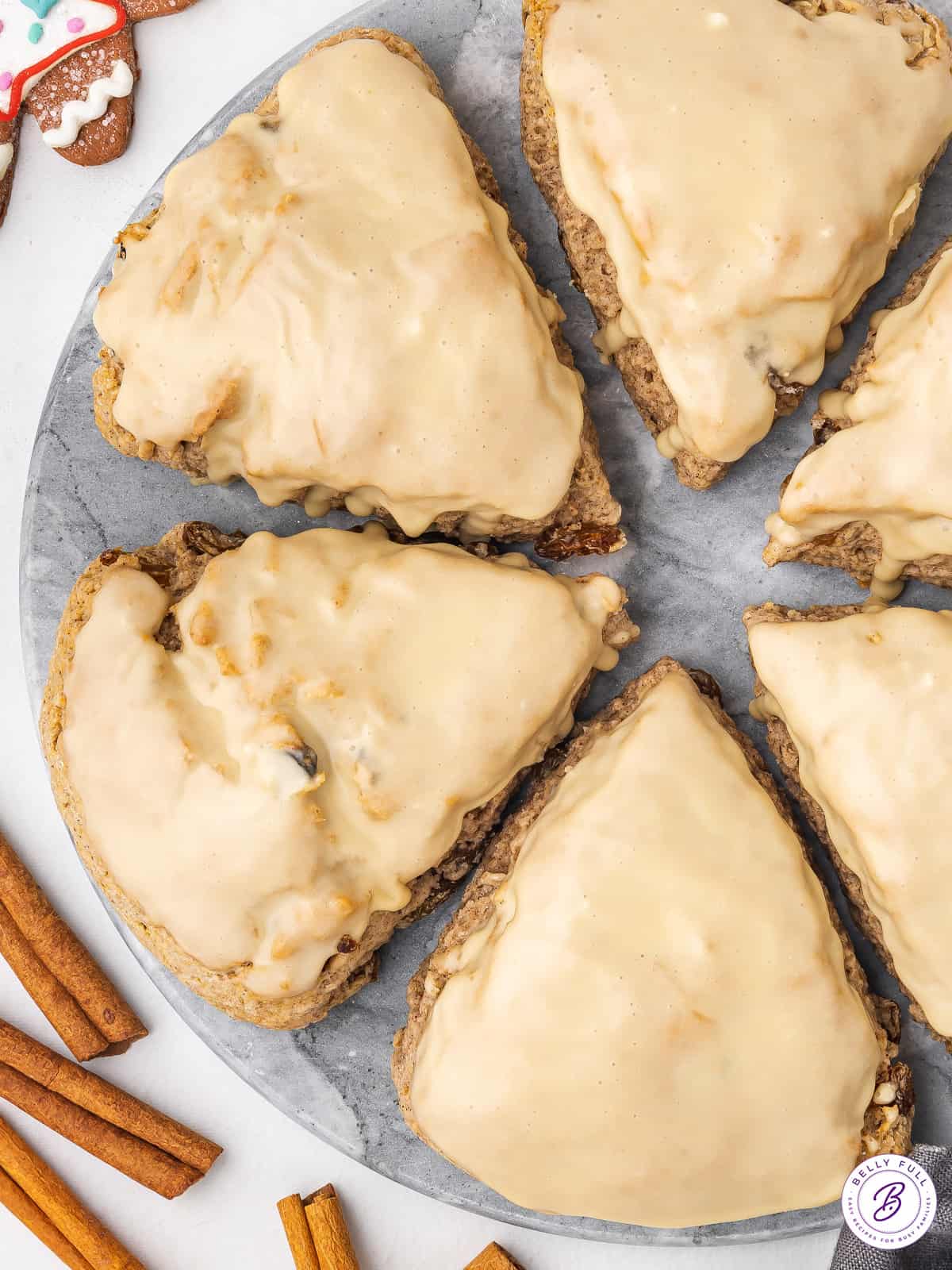 overhead 6 glazed Gingerbread scones