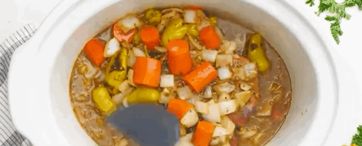 Sauce over the pot roast in the crock pot. 