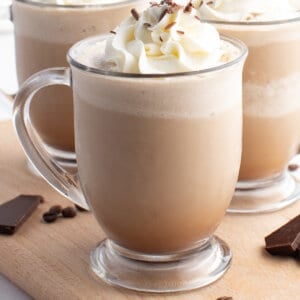 Mocha Frappuccino in a glass with whipped cream
