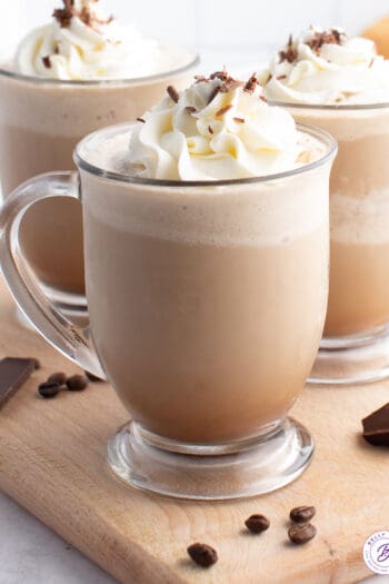 Mocha Frappuccino in a glass with whipped cream