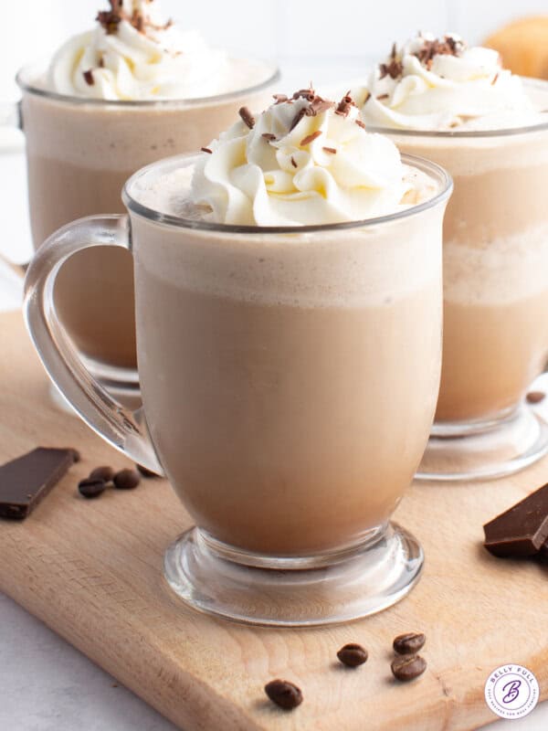 Mocha Frappuccino in a glass with whipped cream
