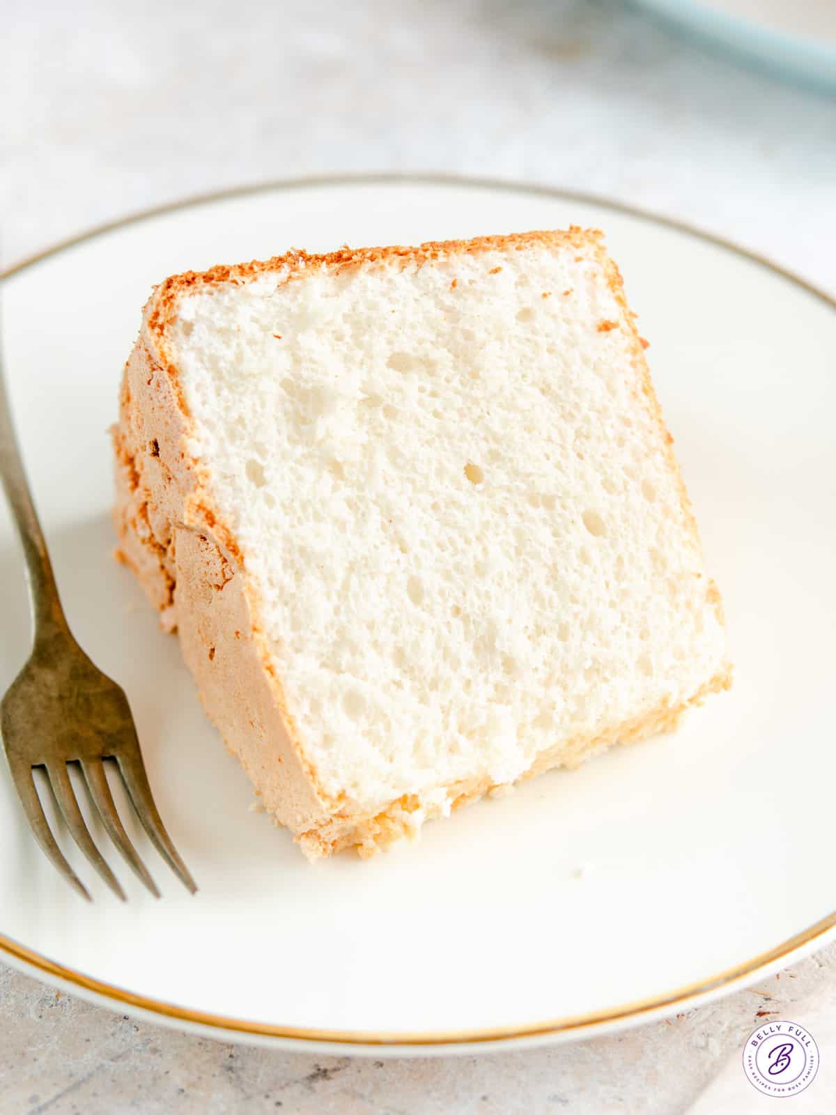 slice of angel food cake on plate