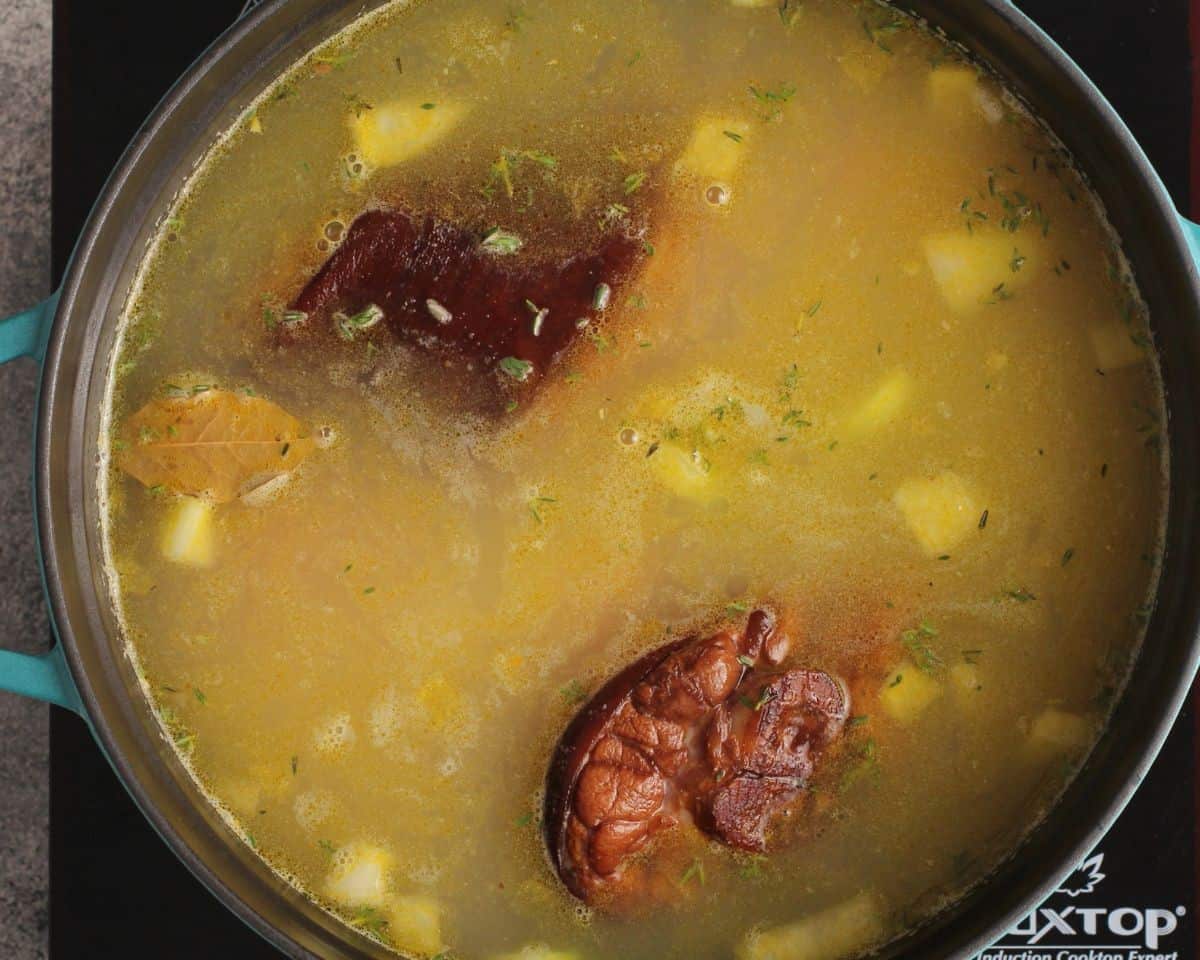 Split pea soup simmering.