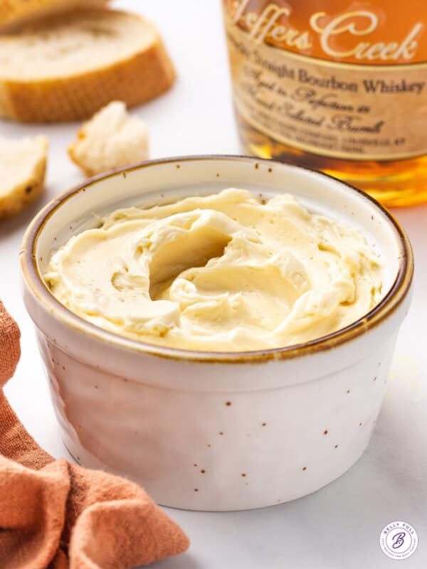 whipped Bourbon Honey Butter in ramekin