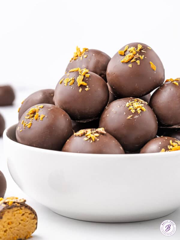 bowl of chocolate covered truffles