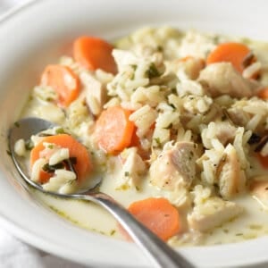 spoonful of chicken wild rice soup